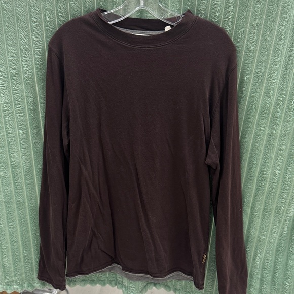 Billy Reid LS Double Layer Tee, Chocolate Brown size M - Picture 1 of 6
